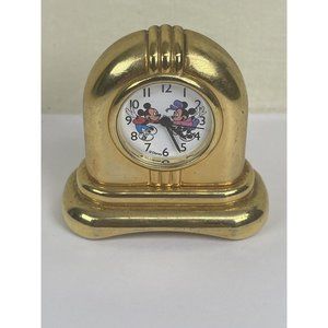 Vintage Disney Mickey & Minnie Dancing Miniature Clock 2''x2'' Working Tested